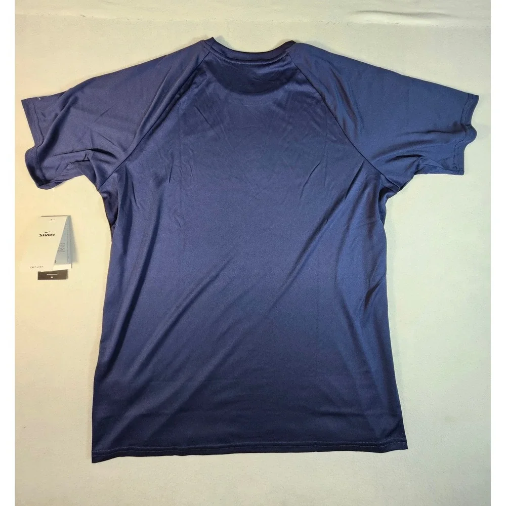 Nike Swim Mens Dri-FIT Rash Guard Navy Blue UPF 40+ Swim‎ Shirt NESSA586 Large